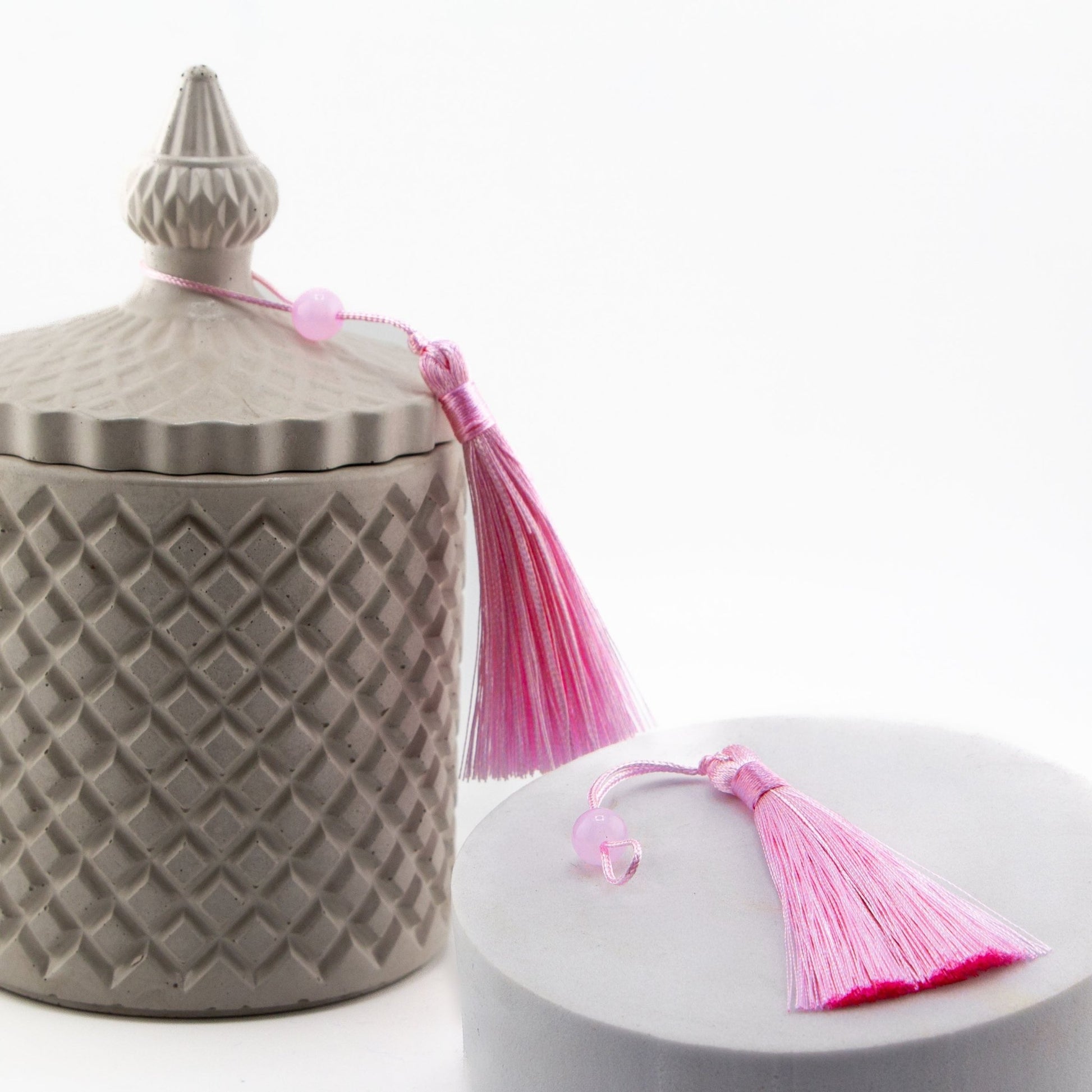 Borlas Chicas Decorativas - Rosa Pastel para Velas – Tassels de Seda con Cuentas | Accesorios para Vasos de Velas de Lujo - Candle Craft
