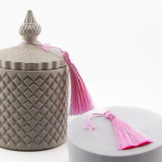 Borlas Chicas Decorativas - Rosa Pastel para Velas – Tassels de Seda con Cuentas | Accesorios para Vasos de Velas de Lujo - Candle Craft