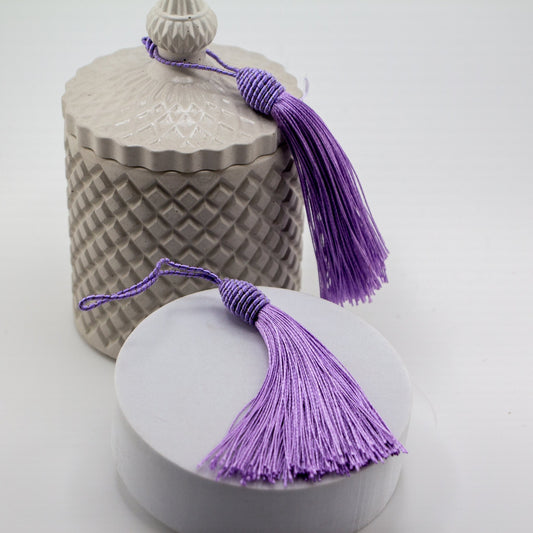 Borlas Grandes Decorativas Moradas para Velas – Tassels de Seda | Accesorios Elegantes para Tapas y Envases de Velas Artesanales - Candle Craft