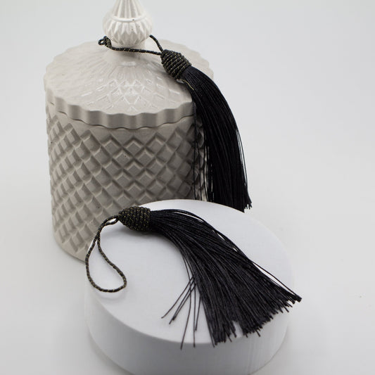 Borlas Grandes Decorativas Negras para Velas – Tassels de Seda | Accesorios Elegantes para Tapas y Envases de Velas Artesanales - Candle Craft