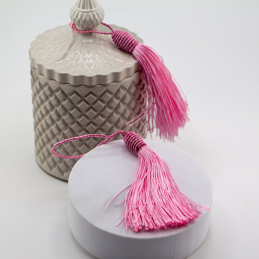 Borlas Grandes Decorativas Rosa para Velas – Tassels de Seda | Accesorios Elegantes para Tapas y Envases de Velas Artesanales - Candle Craft