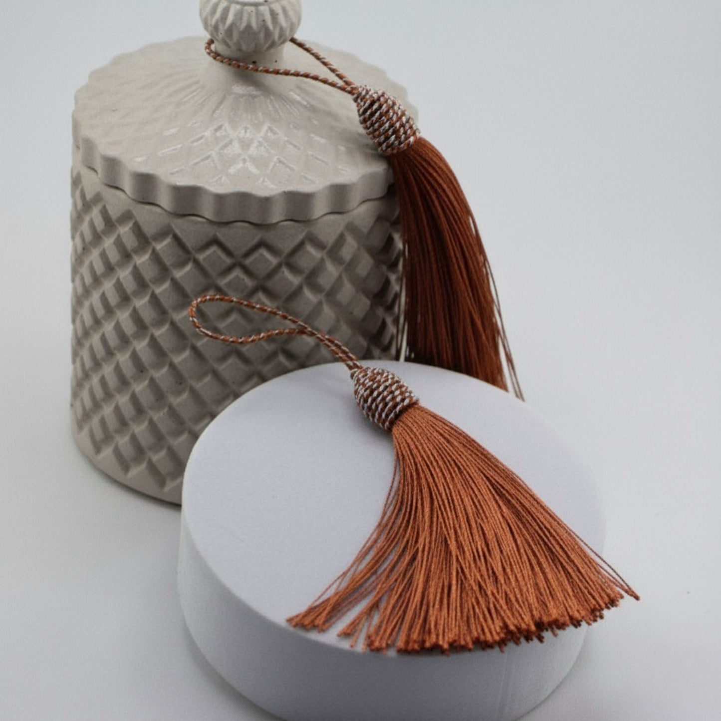 Borlas Grandes Decorativas Terracota para Velas – Tassels de Seda | Accesorios Elegantes para Tapas y Envases de Velas Artesanales - Candle Craft