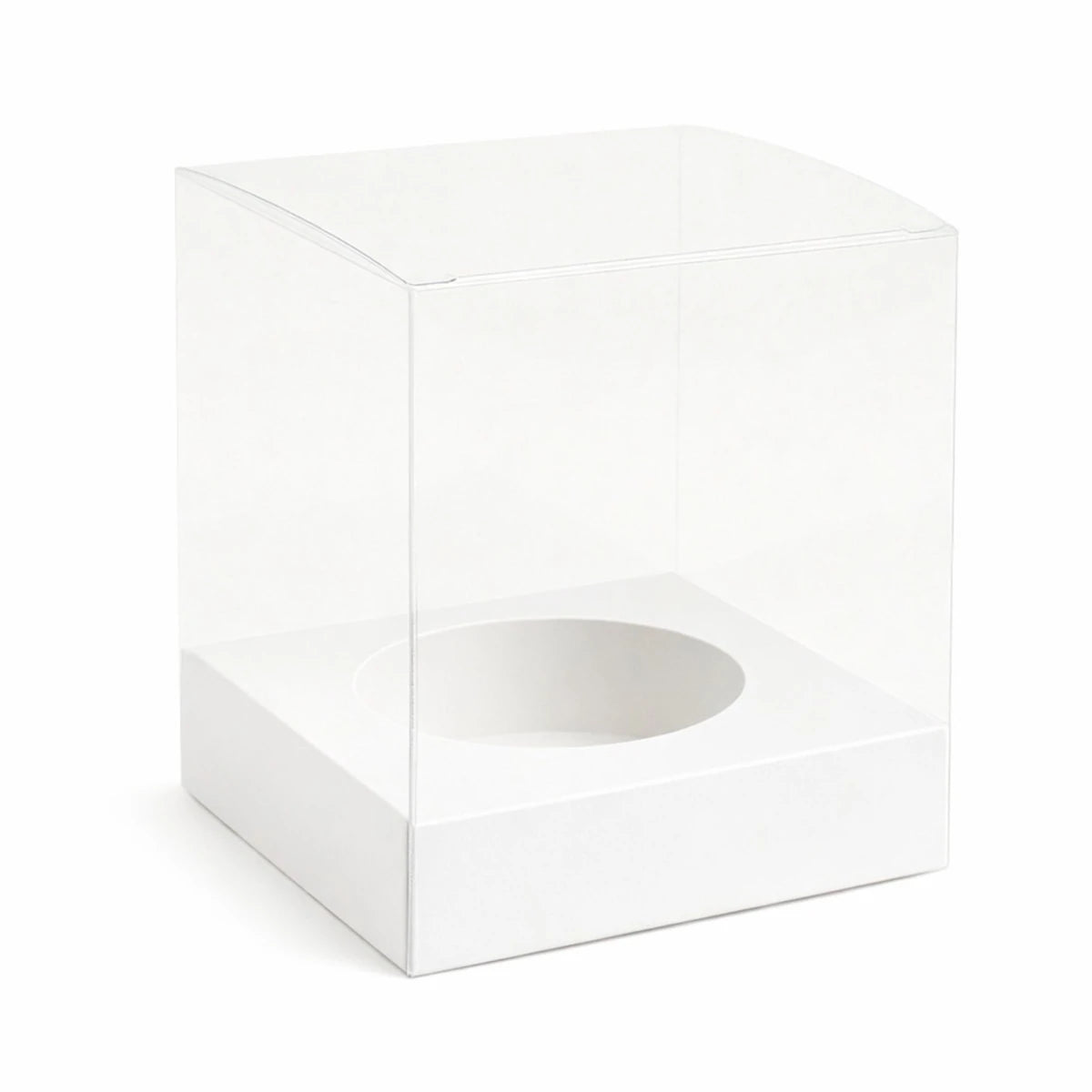 Caja Decorativa Cuadrada para Velas – Acetato Transparente - Base Blanca | Chica 9x9 cm - Candle Craft