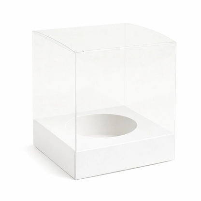 Caja Decorativa Cuadrada para Velas – Acetato Transparente - Base Blanca | Chica 9x9 cm - Candle Craft