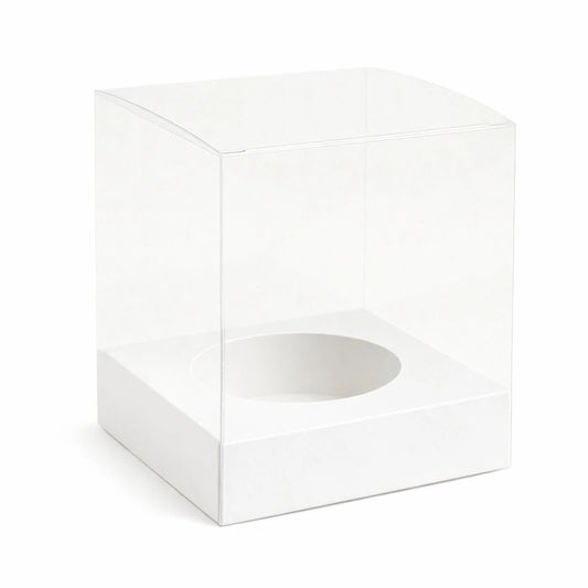 Caja Decorativa Cuadrada para Velas – Acetato Transparente - Base Blanca | Chica 9x9 cm - Candle Craft