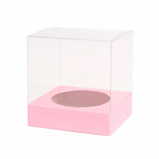 Caja Decorativa Cuadrada para Velas – Acetato Transparente - Base Rosa | Chica 9x9 cm - Candle Craft