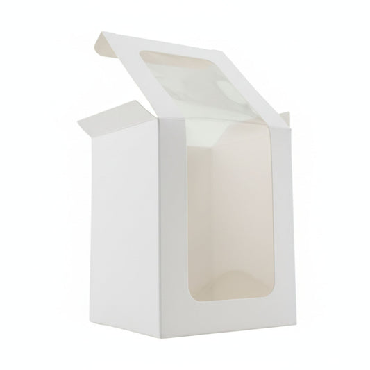 Caja Decorativa Cuadrada para Velas – Blanca - Ventana Transparente | Chica 8x10 cm - Candle Craft