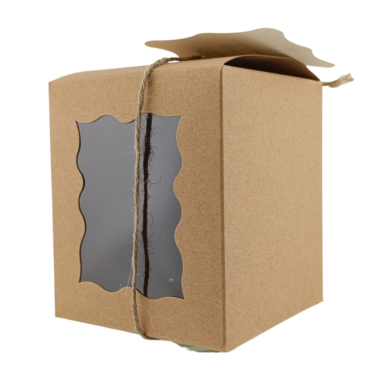 Caja Decorativa Cuadrada para Velas – Café - Ventana Ondulada | Chica 8.5x10 cm - Candle Craft