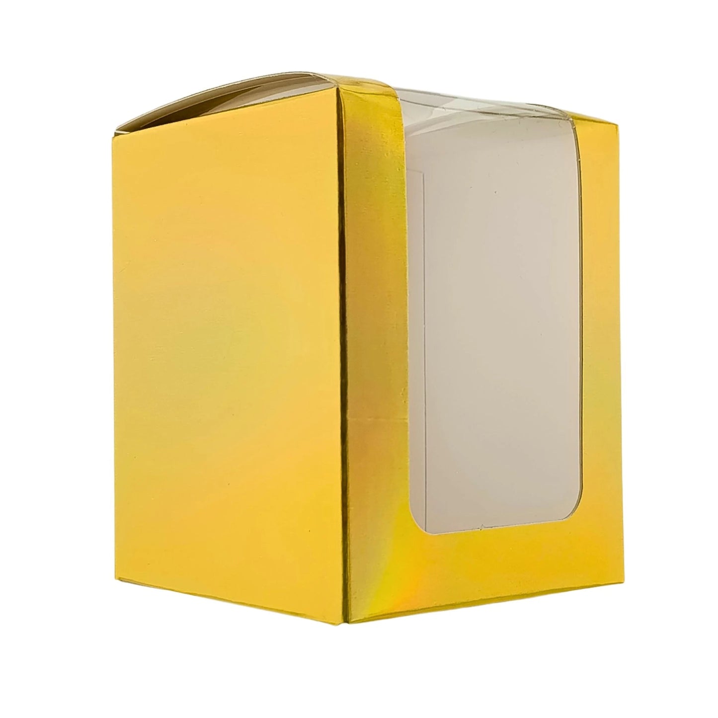 Caja Decorativa Cuadrada para Velas – Dorada Tornasol - Ventana Transparente | Chica 8x10 cm - Candle Craft
