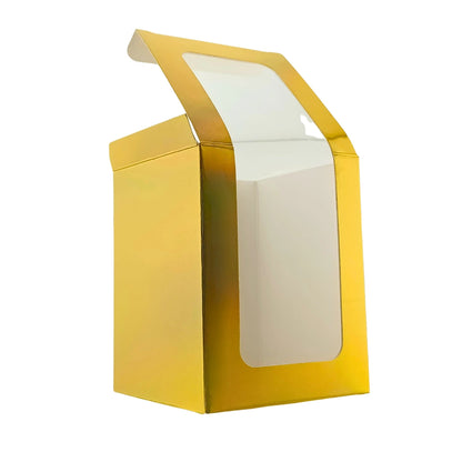 Caja Decorativa Cuadrada para Velas – Dorada Tornasol - Ventana Transparente | Chica 8x10 cm - Candle Craft