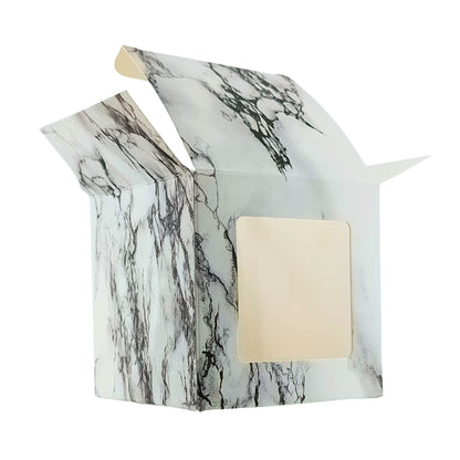Caja Decorativa Cuadrada para Velas – Mármol Blanco - Ventana Transparente | Grande 10x10 cm - Candle Craft
