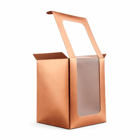 Caja Decorativa Cuadrada para Velas – Oro Rosado - Ventana Transparente | Chica 8x10 cm - Candle Craft