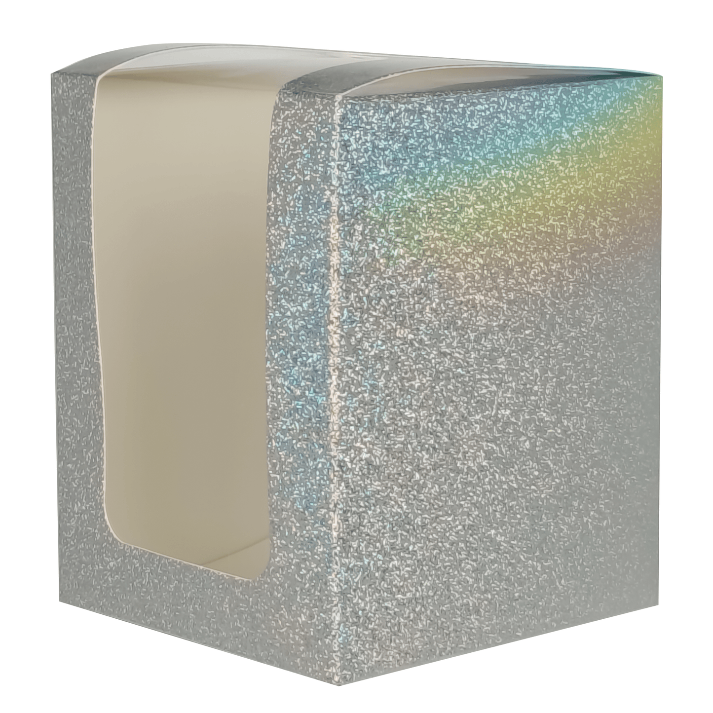 Caja Decorativa Cuadrada para Velas – Plateada con Brillos - Ventana Transparente | Chica 8x10 cm - Candle Craft