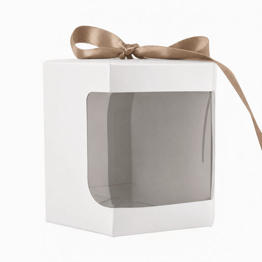Caja Decorativa Hexagonal para Velas – Blanca - Ventana Transparente | Chica 4.2 x 4.2 cm - Candle Craft