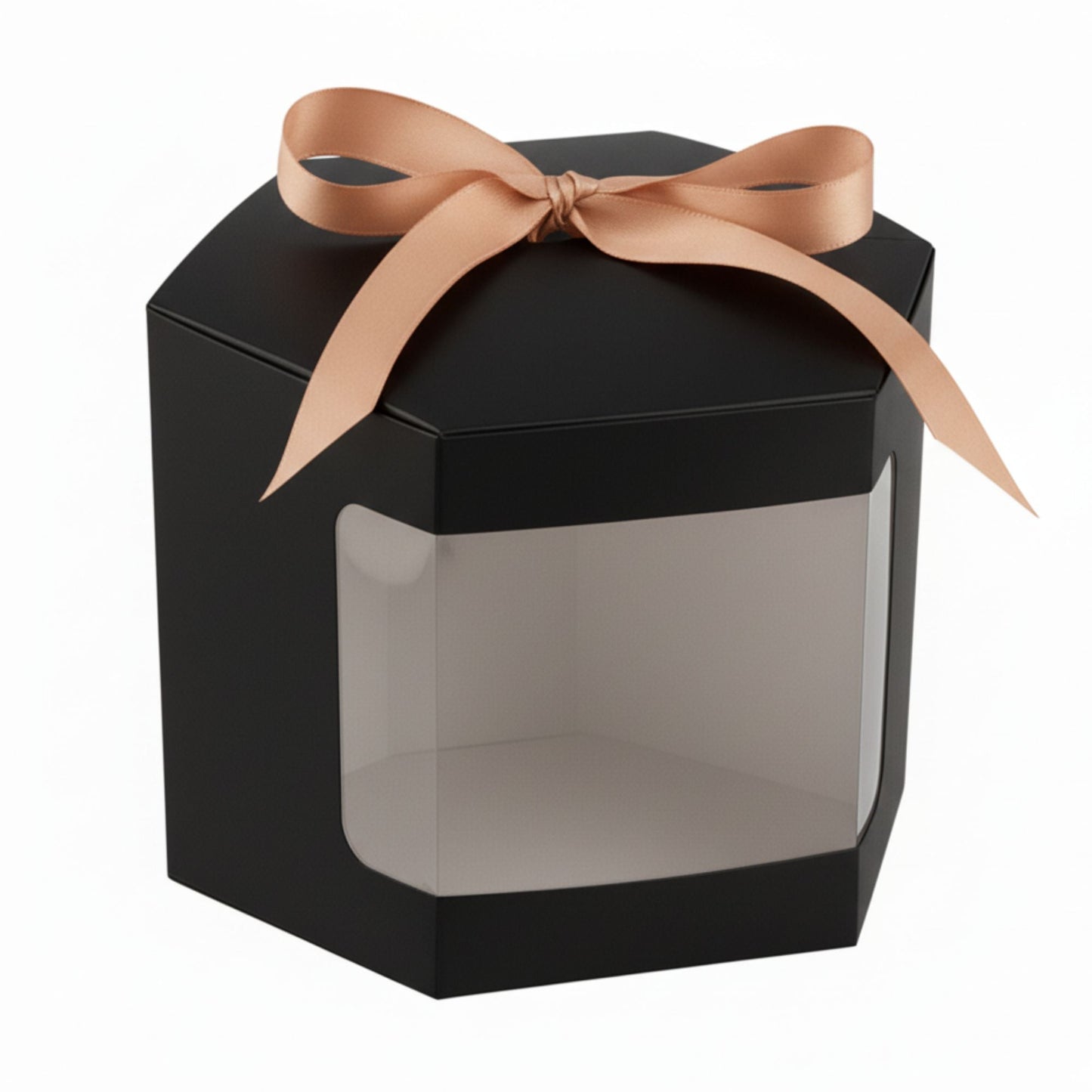 Caja Decorativa Hexagonal para Velas – Negro - Ventana Transparente | Grande 10x10 cm - Candle Craft