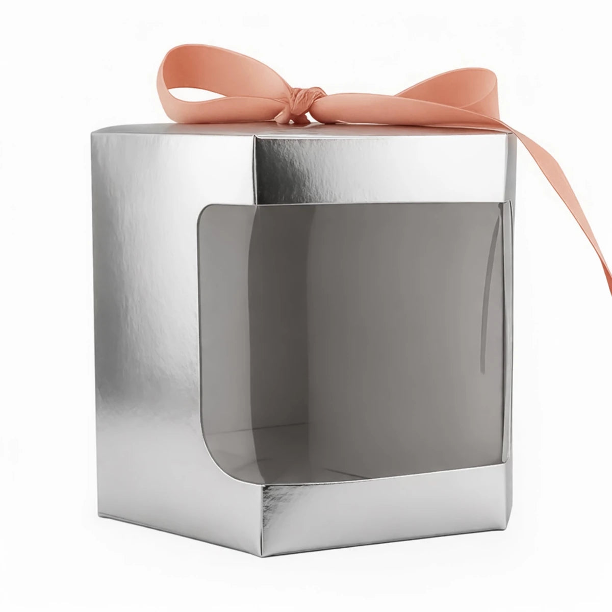 Caja Decorativa Hexagonal para Velas - Plata con Ventana Transparente | Grande 10x10 cm - Candle Craft