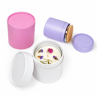 Caja Decorativa para Velas Cilíndrica / Velas Ramo de Flores – Tubo cartón rígido - Blanco Brillante - Grande 10x11.7. cm - Candle Craft