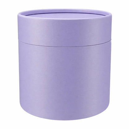 Caja Decorativa para Velas Cilíndrica / Velas Ramo de Flores – Tubo cartón rígido - Lavanda Morado Pastel Claro - Extra Grande 12.5x12.5 cm - Candle Craft
