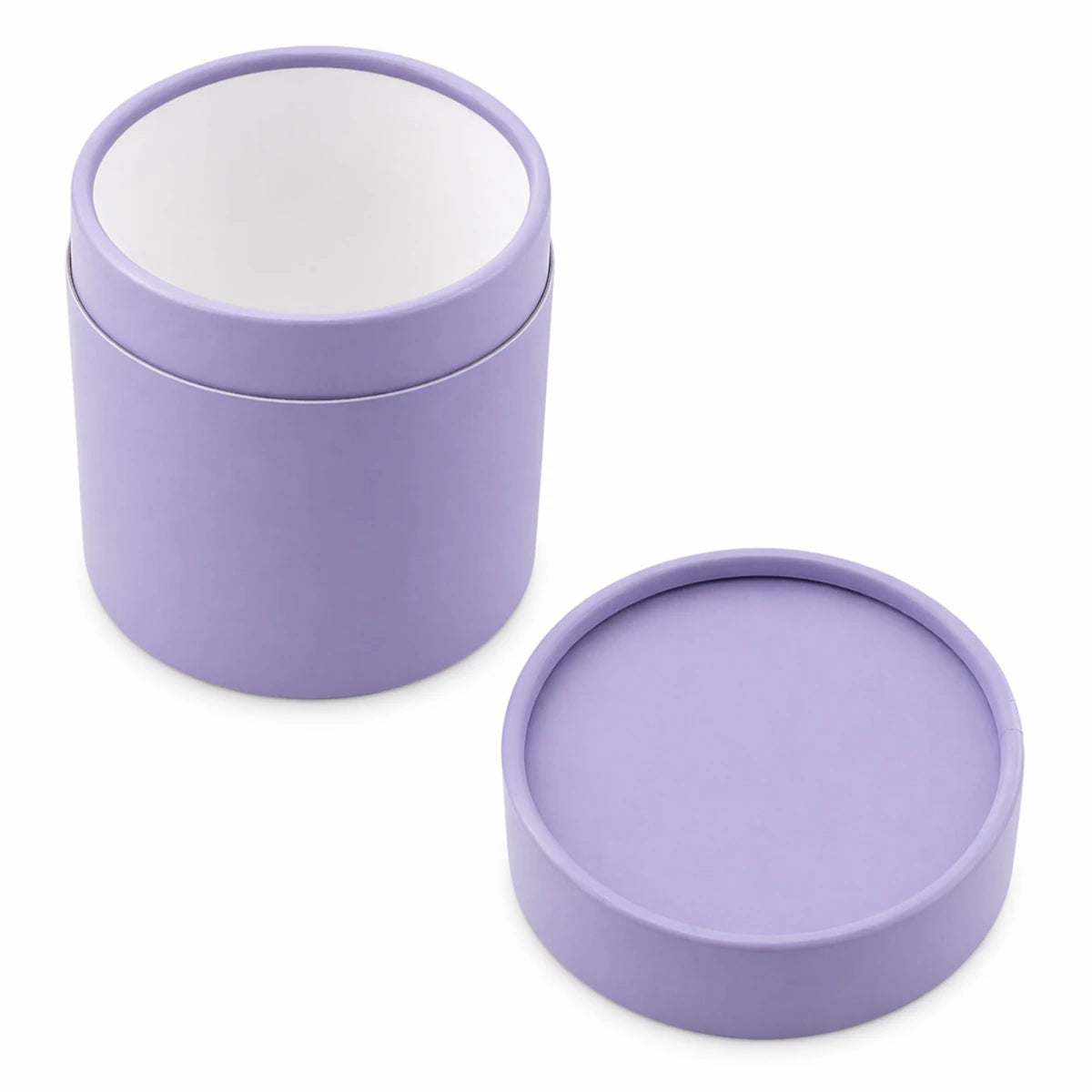 Caja Decorativa para Velas Cilíndrica / Velas Ramo de Flores – Tubo cartón rígido - Lavanda Morado Pastel Claro - Extra Grande 12.5x12.5 cm - Candle Craft