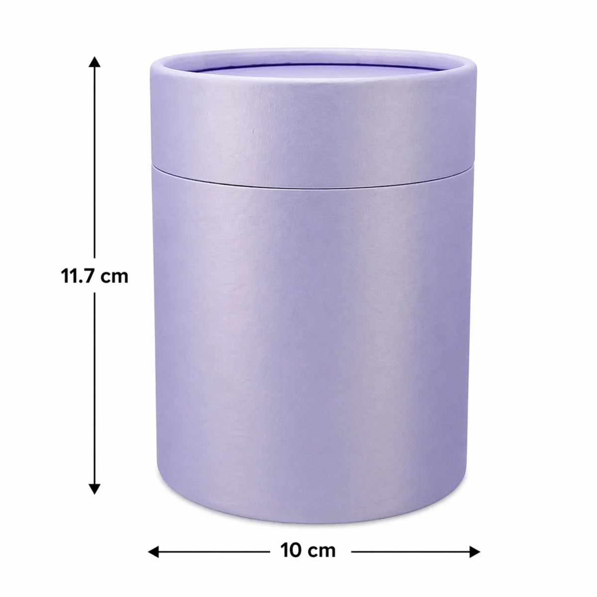 Caja Decorativa para Velas Cilíndrica / Velas Ramo de Flores – Tubo cartón rígido - Lavanda Morado Pastel Claro - Grande 10x11.7 cm - Candle Craft