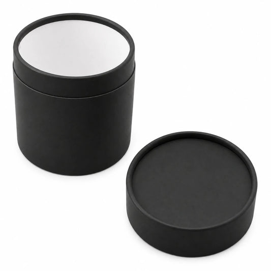 Caja Decorativa para Velas Cilíndrica / Velas Ramo de Flores – Tubo cartón rígido - Negro Brillante - Extra Grande 12.5x12.5 cm - Candle Craft