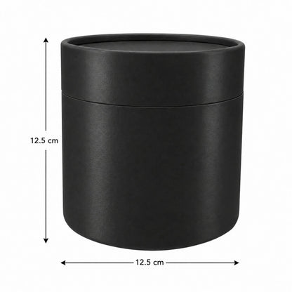 Caja Decorativa para Velas Cilíndrica / Velas Ramo de Flores – Tubo cartón rígido - Negro Brillante - Extra Grande 12.5x12.5 cm - Candle Craft