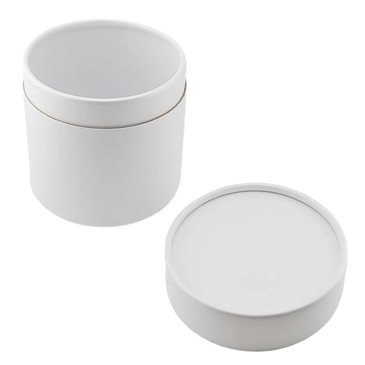 Caja Decorativa para Velas Cilíndrica / Wax Melts – Tubo cartón rígido - Blanco Brillante - Grande 11.3x12 cm - Candle Craft