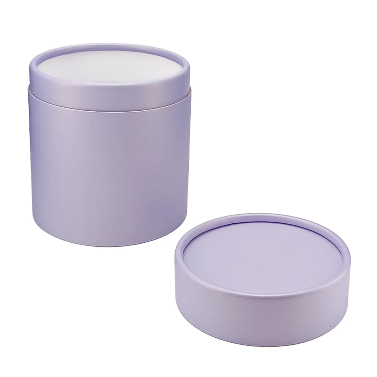 Caja Decorativa para Velas Cilíndrica / Wax Melts – Tubo cartón rígido - Lavanda Morado Pastel Claro - Grande 9.3x11 cm - Candle Craft