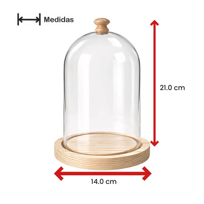 Campana de Vidrio Grande - Cúpula de Vidrio con Base de Madera - Cloche de Cristal para Velas - Candle Craft