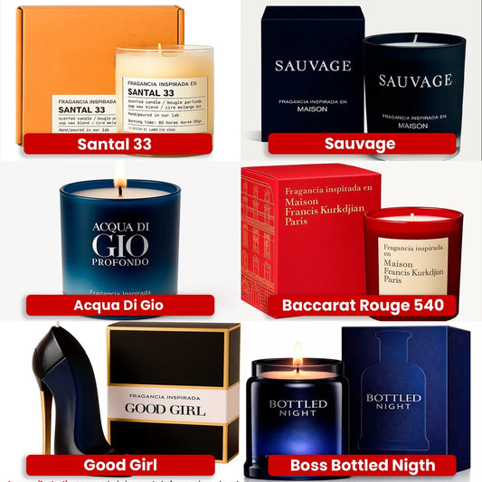 Candle Craft Kit de Fragancias - 6 Aromas Más Vendidos - Inspiradas en Fragancias Icónicas - 6 Muestras de 30 g para Velas - Candle Craft