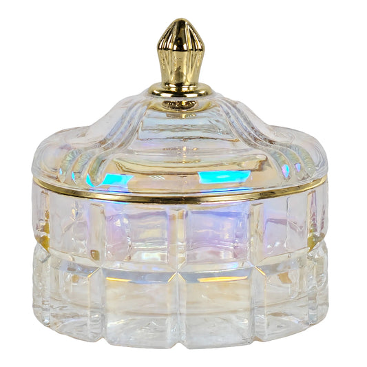 270ml - Cannes Vaso de lujo de vidrio para velas - Frasco Tornasol Brillante con Oro