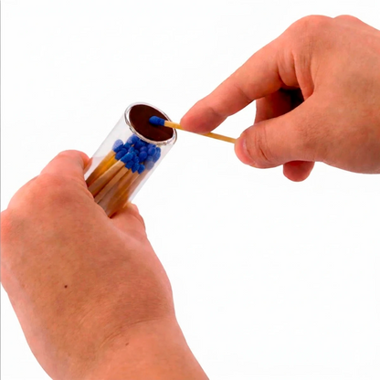 Cerillos Largos de Madera para Velas - Frasco de Vidrio con Cerillos de Colores - Azul - Candle Craft