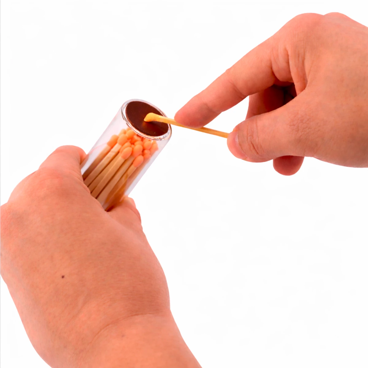 Cerillos Largos de Madera para Velas - Frasco de Vidrio con Cerillos de Colores - Naranja Pastel - Candle Craft