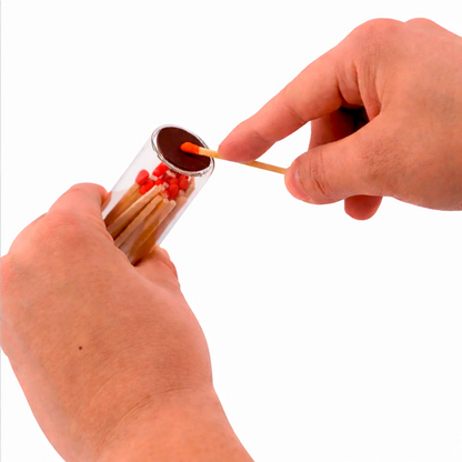 Cerillos Largos de Madera para Velas - Frasco de Vidrio con Cerillos de Colores - Rojo - Candle Craft