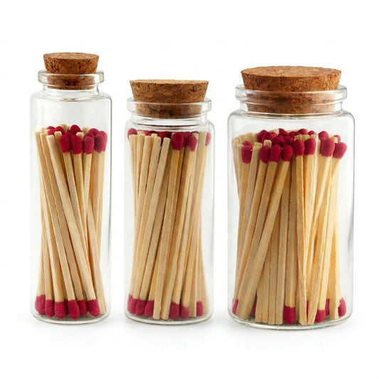 Cerillos Largos de Madera para Velas - Frasco de Vidrio con Cerillos de Colores - Rojo - Candle Craft