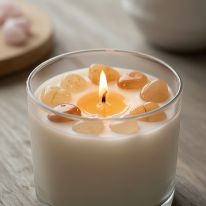 Cuarzo Citrino Pulido – Piedra Ámbar Blanco Café de la Abundancia y la Alegría para Velas y Decoración