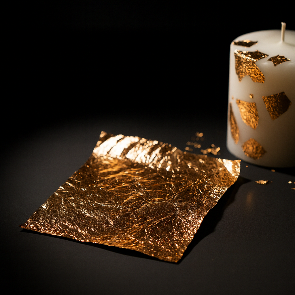 Hojas de Oro Rosado - Papel de  Oro Rosado - Ultra Fino para Decoración de Velas y Detalles Artesanales