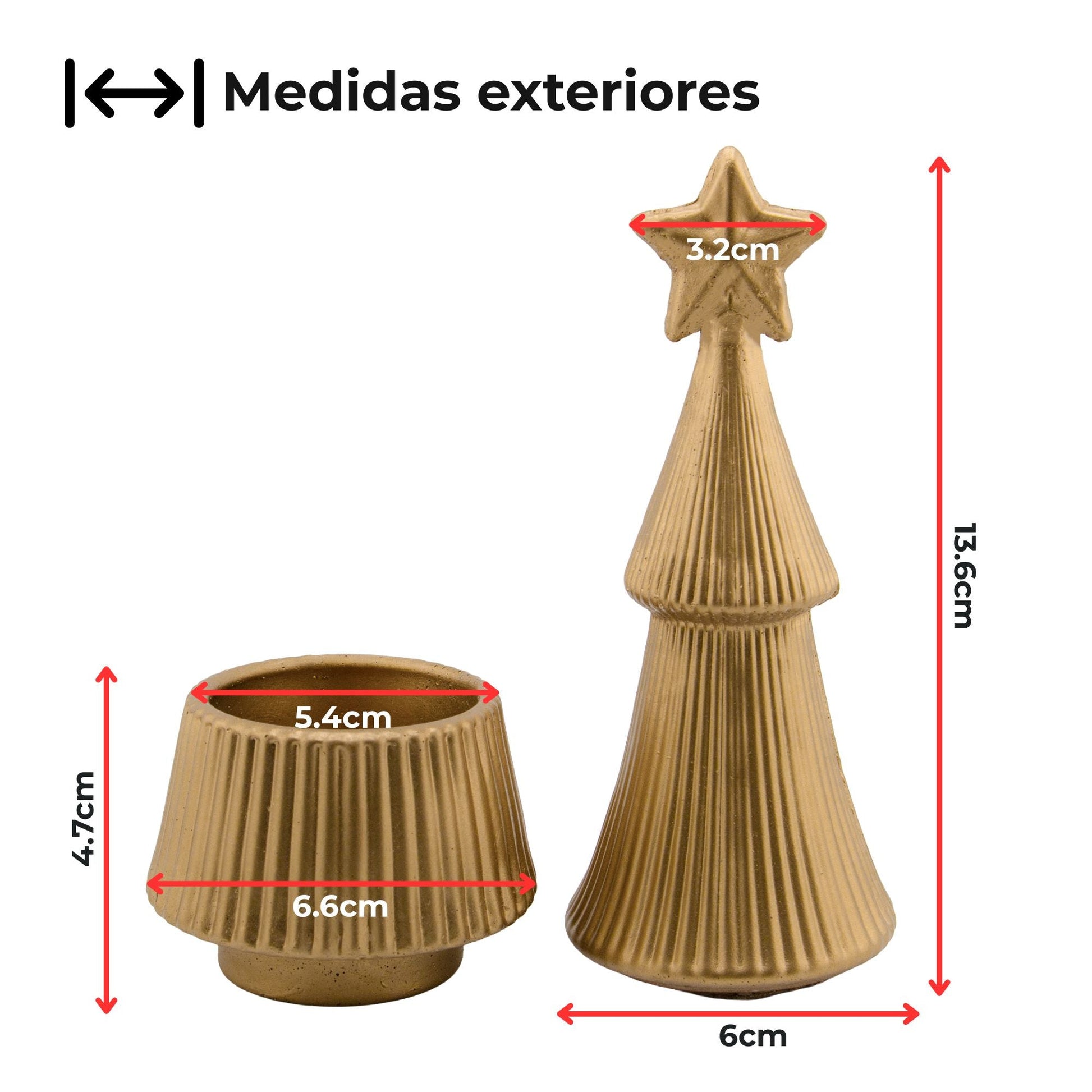 Colección Navidad - Árbol de Navidad - Pino Navideño de Concreto para Velas - Dorado (Edición Especial de Navidad) - Candle Craft