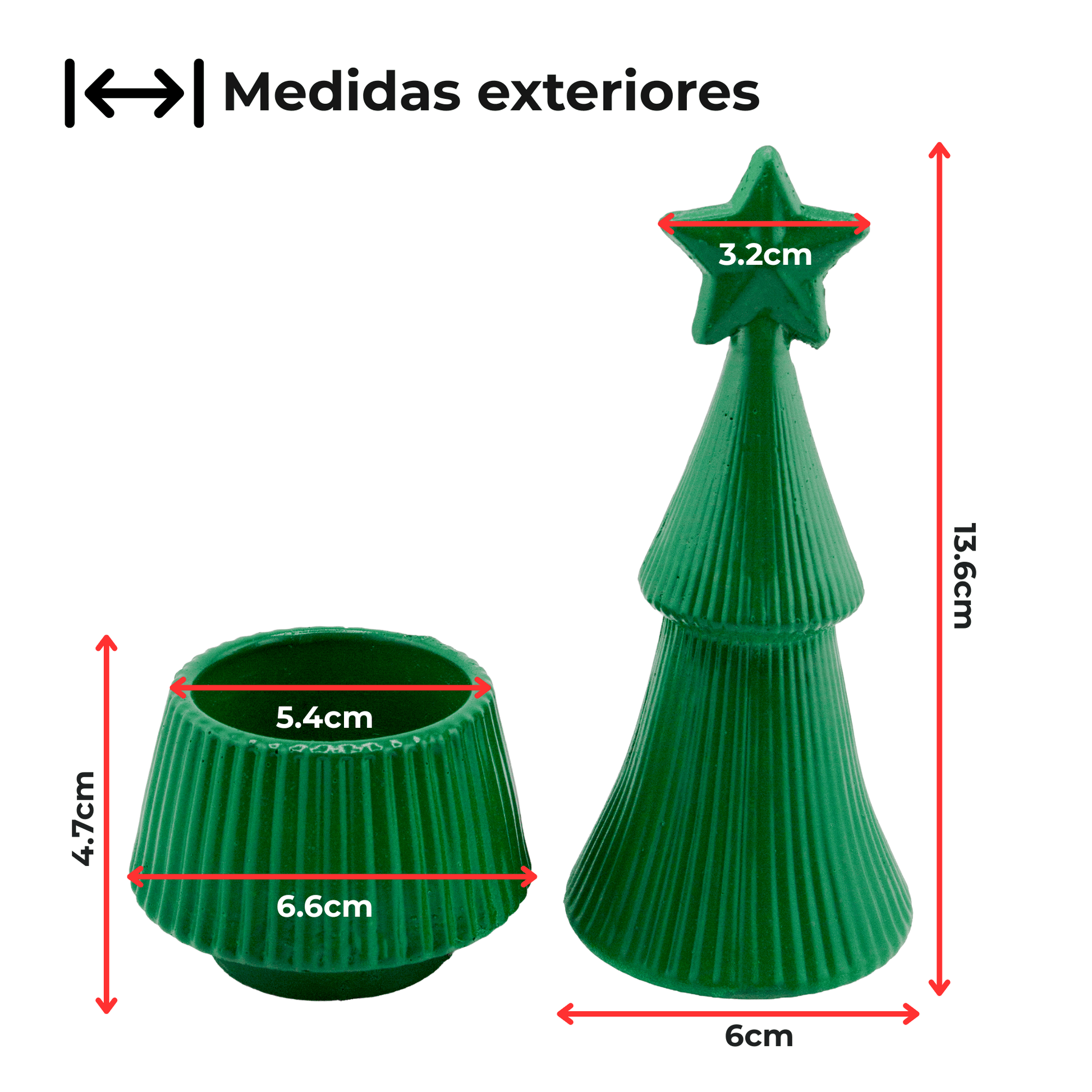Colección Navidad - Árbol de Navidad - Pino Navideño de Concreto para Velas - Verde (Edición Especial de Navidad) - Candle Craft