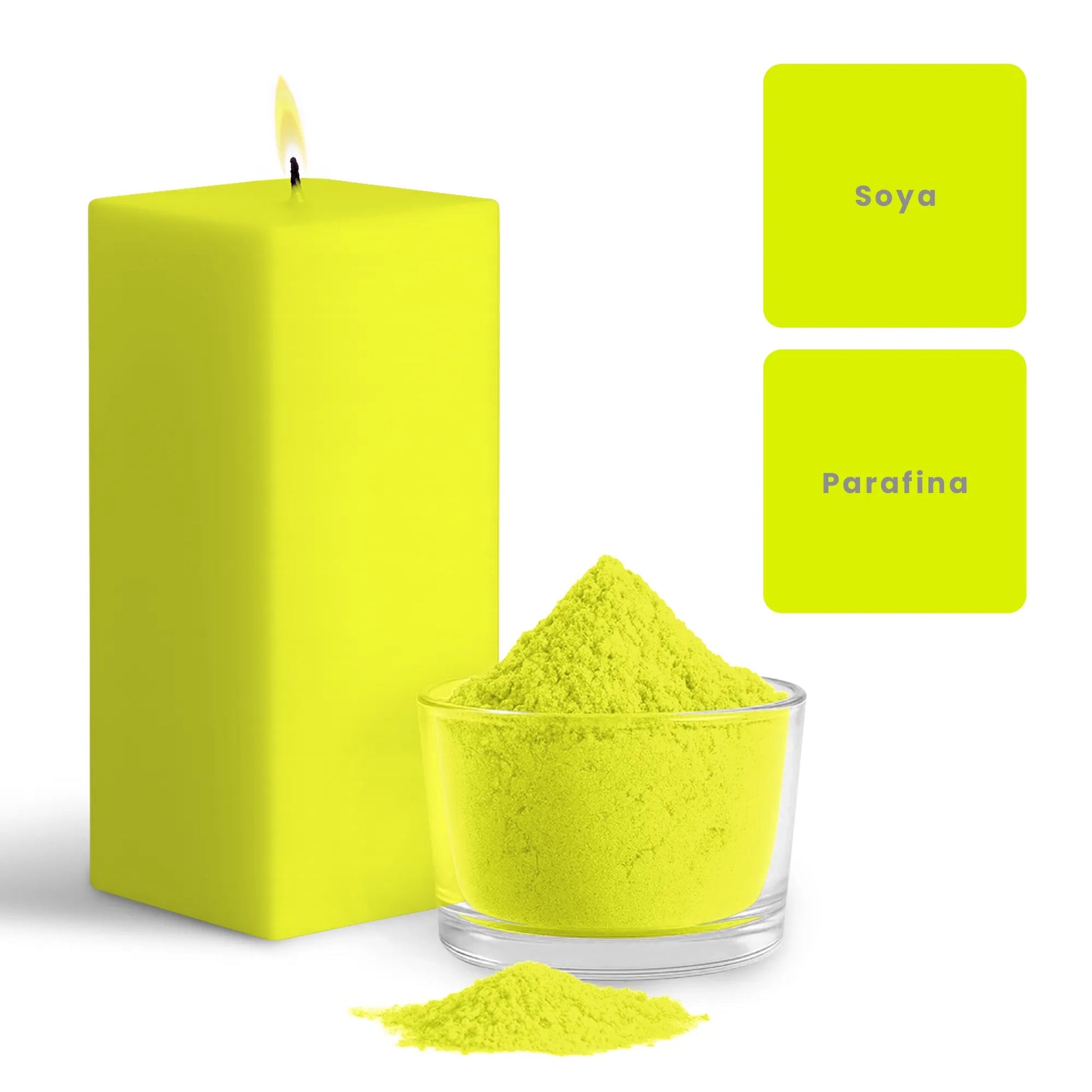Colorante en Polvo Neón Fluorescente para Velas Alta Concentración – Color: Amarillo - Candle Craft