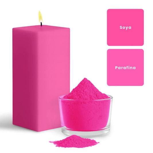 Colorante en Polvo Neón Fluorescente para Velas Alta Concentración – Color: Rosa - Candle Craft