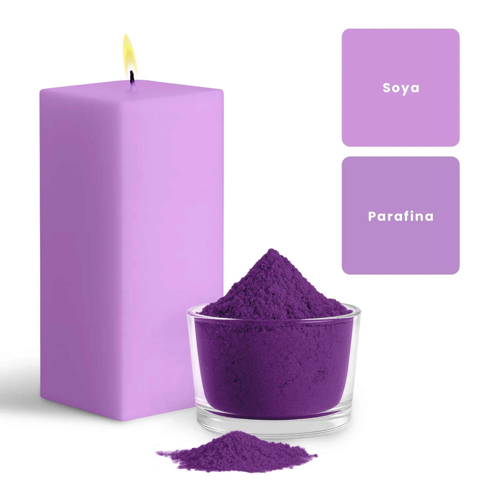 Colorante en Polvo para Velas - Alta Concentración - Color: Morado Fluorescente - Candle Craft