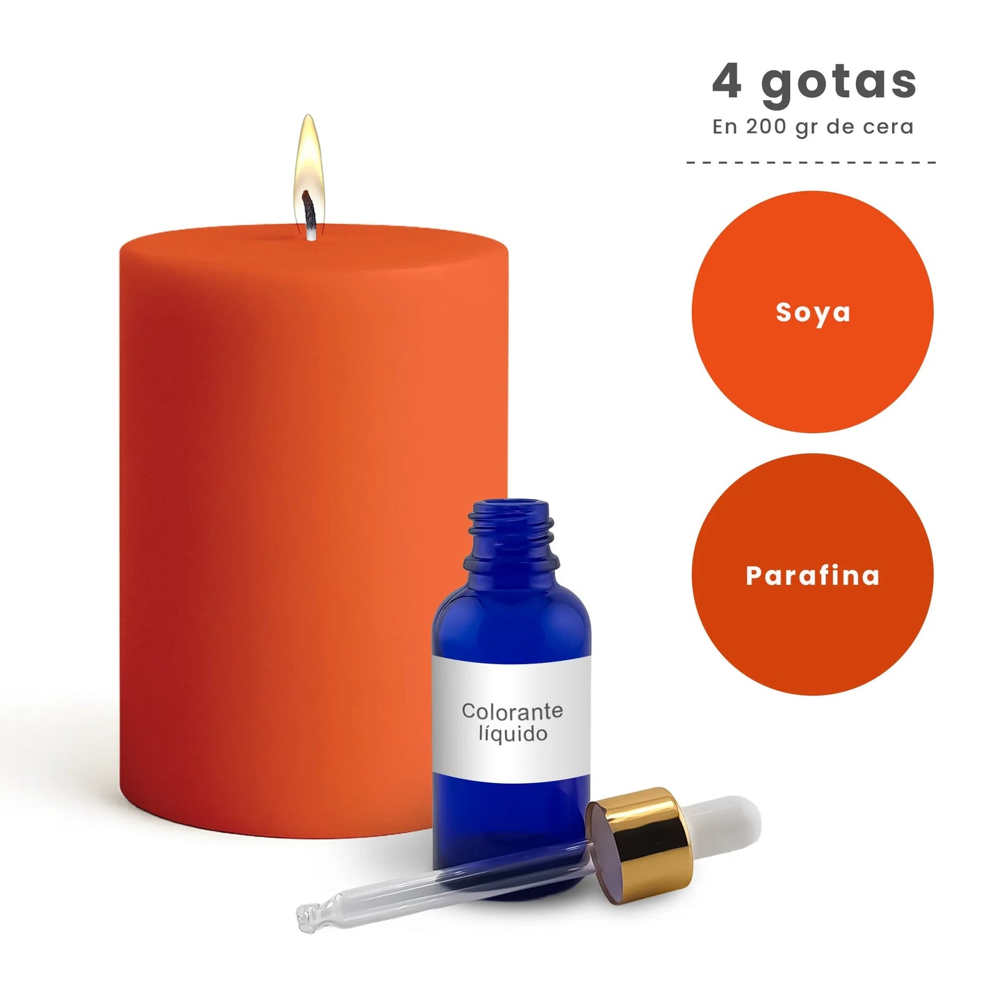 Colorante Líquido para Velas – Ultra Concentración - Color: Naranja - Candle Craft