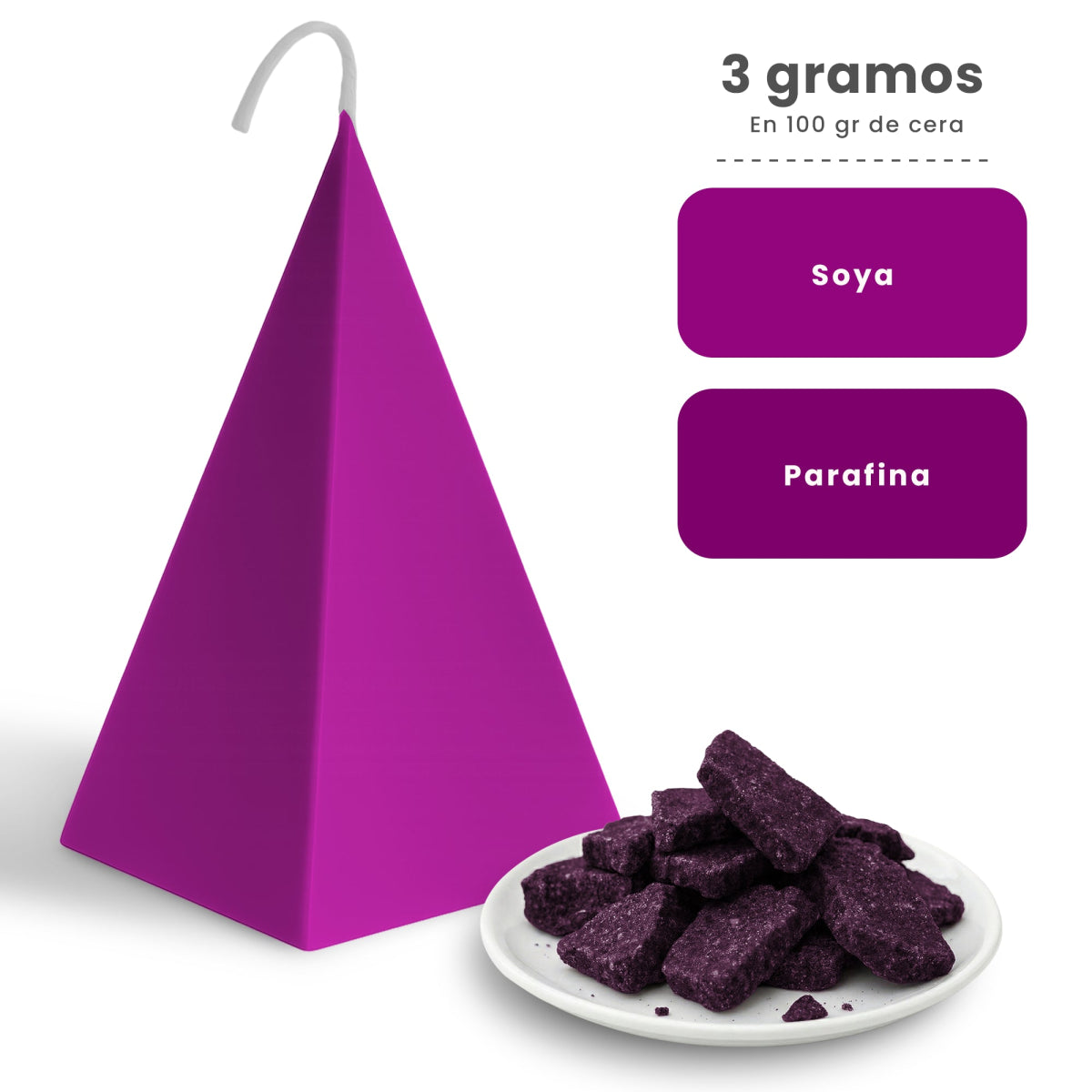 Colorante Sólido para Velas - Tinte en Escamas de Alta Concentración – Color: Lila Lavanda (Tono Fucsia / Magenta) - Candle Craft