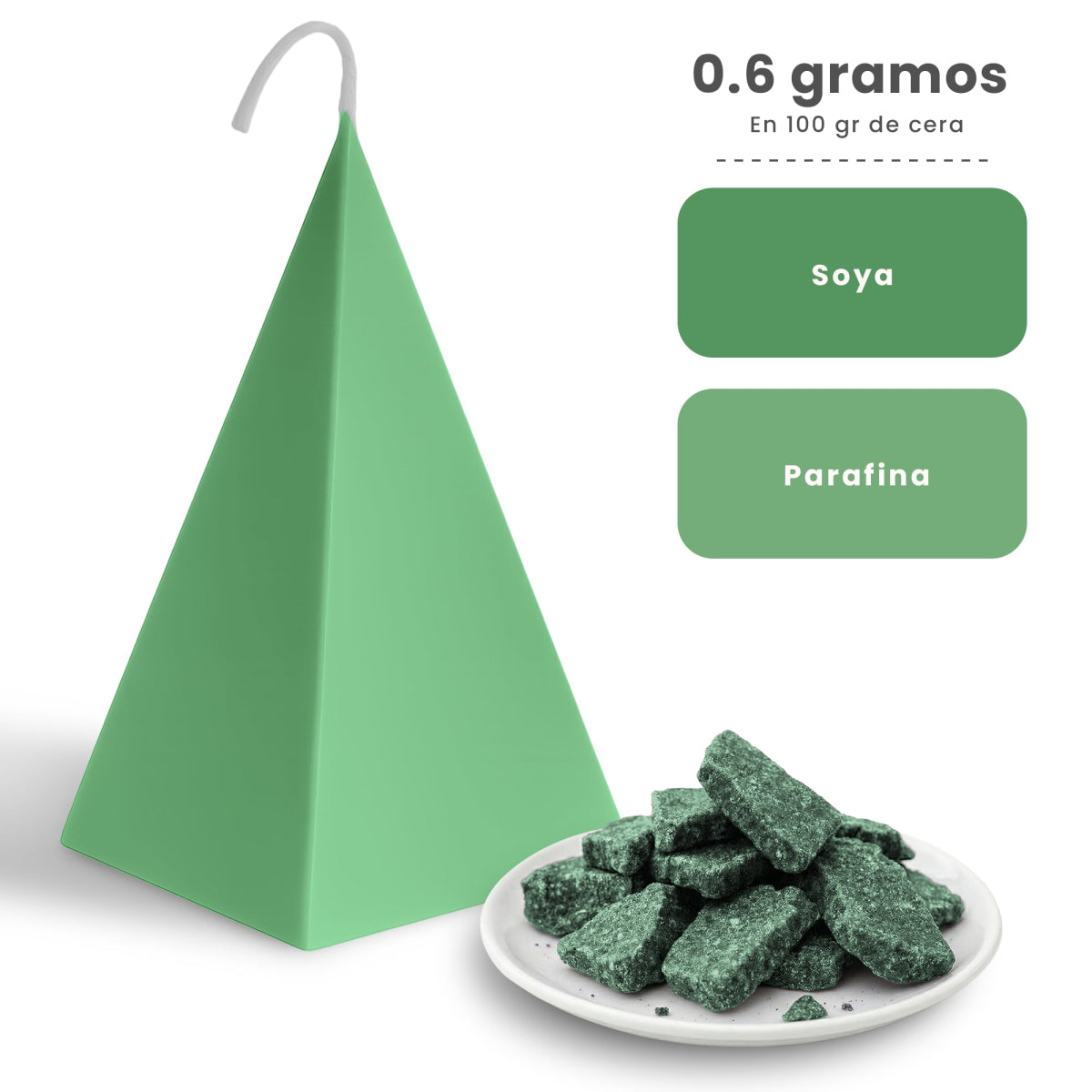 Colorante Sólido para Velas - Tinte en Escamas de Alta Concentración – Color: Verde Esmeralda - Candle Craft