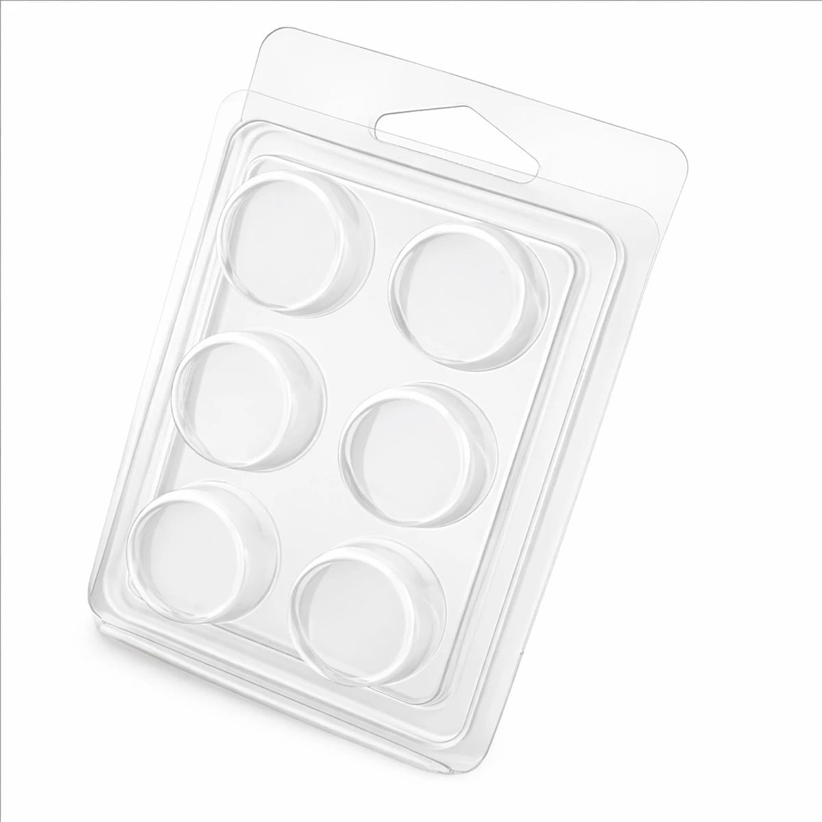 Contenedor para Wax Melt - Clamshell de 6 cavidades Redondas - Molde / Vaso para cera derretibles en Corazon aromáticas para quemador - Candle Craft