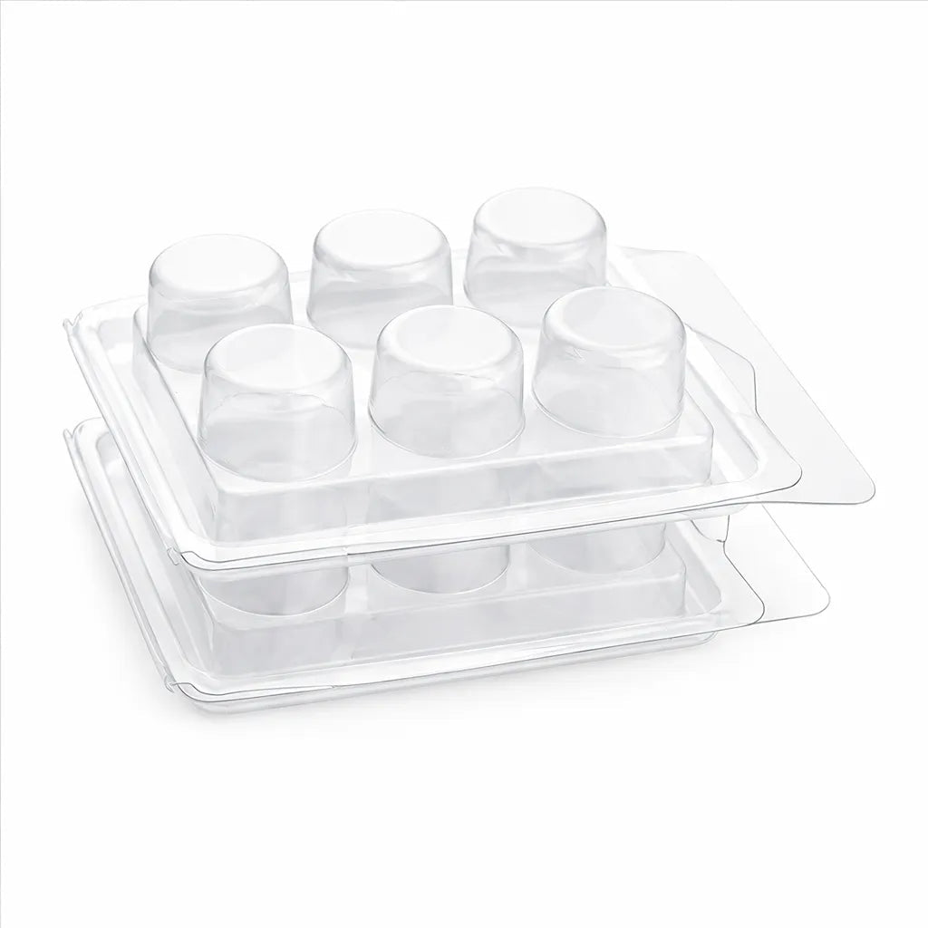 Contenedor para Wax Melt - Clamshell de 6 cavidades Redondas - Molde / Vaso para cera derretibles en Corazon aromáticas para quemador - Candle Craft