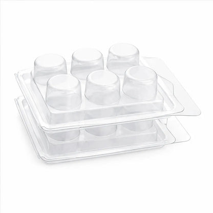 Contenedor para Wax Melt - Clamshell de 6 cavidades Redondas - Molde / Vaso para cera derretibles en Corazon aromáticas para quemador - Candle Craft