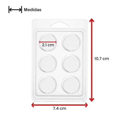 Contenedor para Wax Melt - Clamshell de 6 cavidades Redondas - Molde / Vaso para cera derretibles en Corazon aromáticas para quemador - Candle Craft