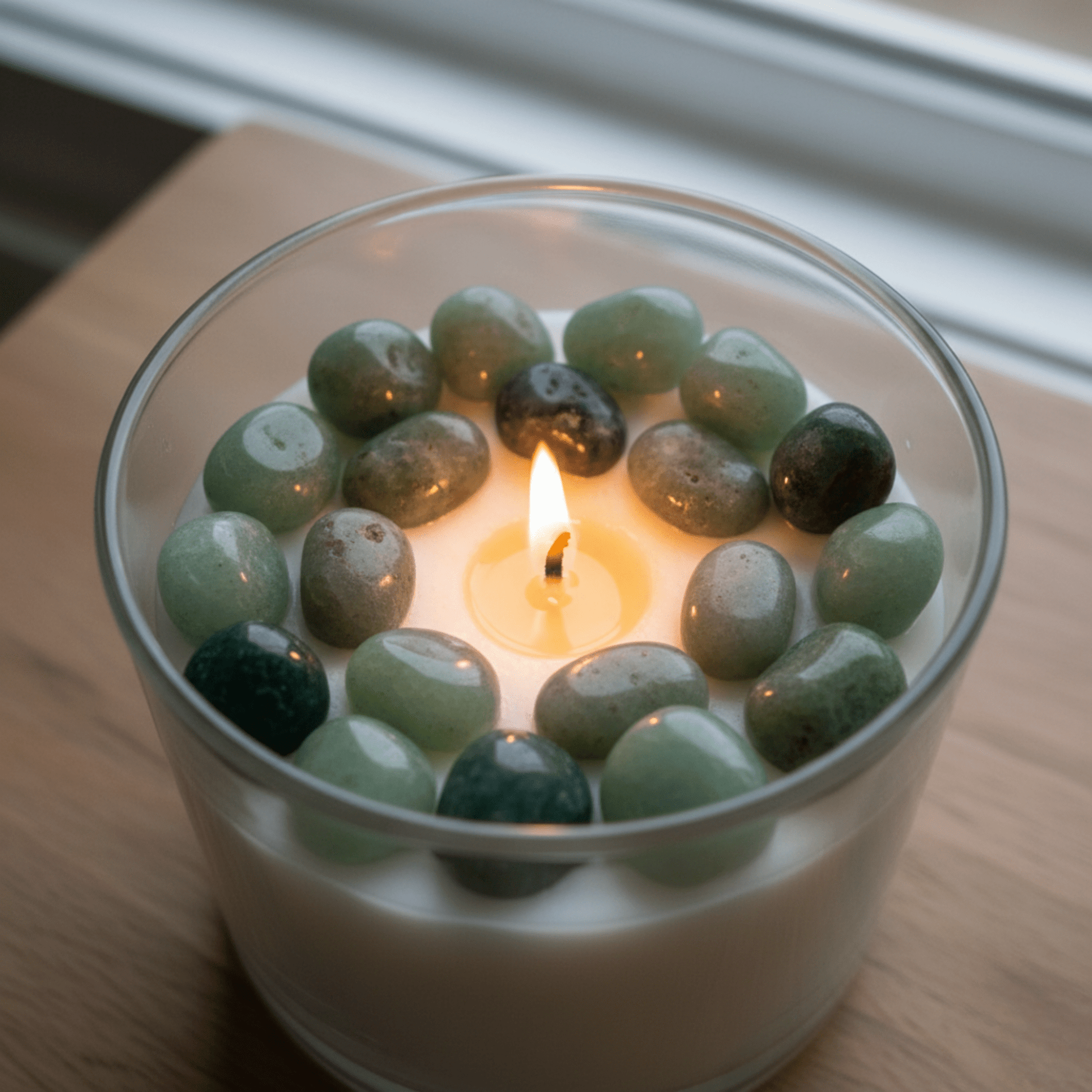 Cuarzo Ágata de Musgo Pulido – Piedra Verde Esmeralda Café de la Estabilidad y el Crecimiento para Velas y Decoración - Candle Craft